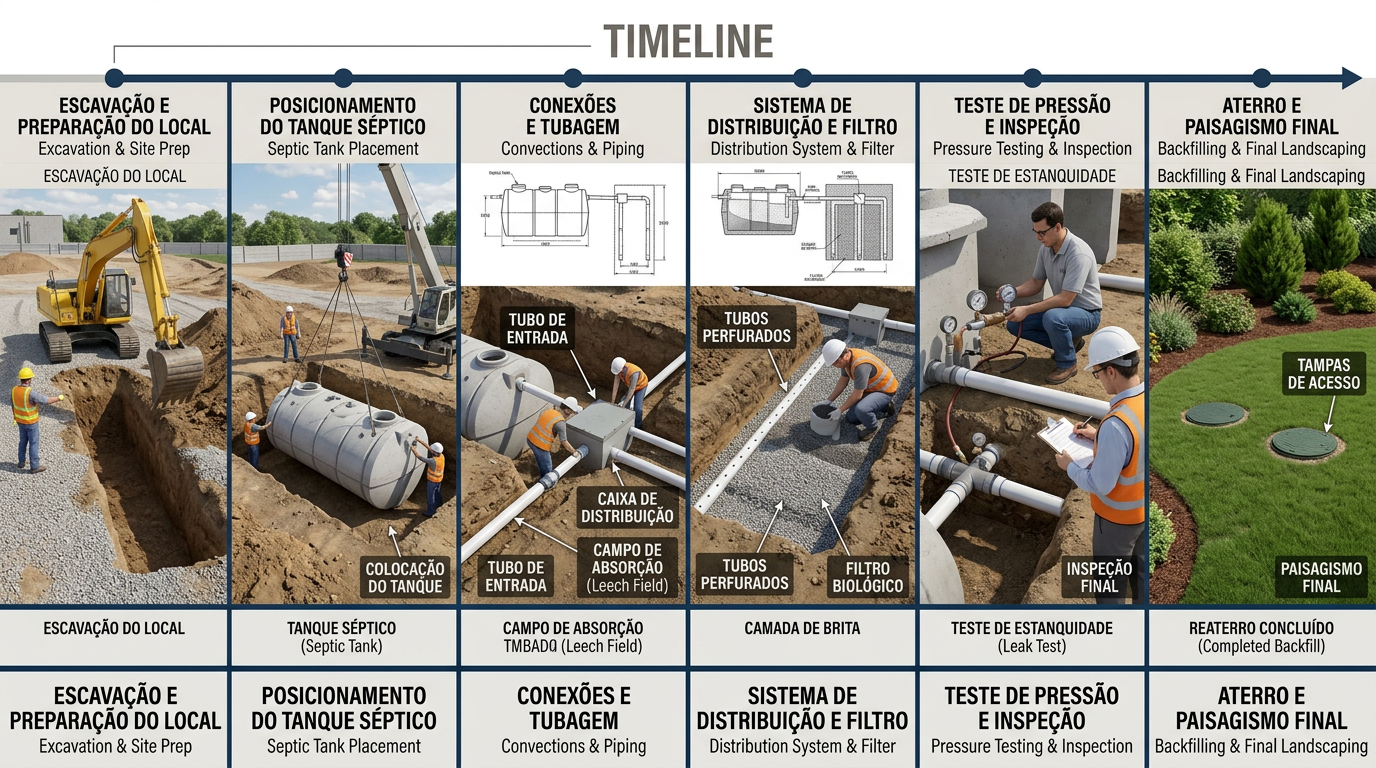 Processo de instalação de fossa biológica